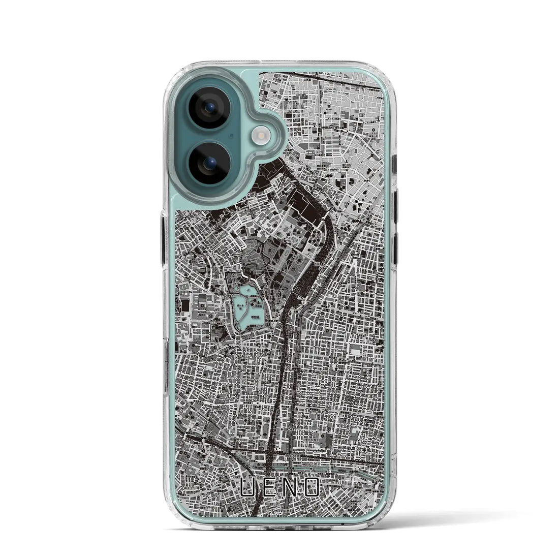 【上野（東京都）】地図柄iPhoneケース（MagSafeタイプ）モノトーン・iPhone 16 Pro 用