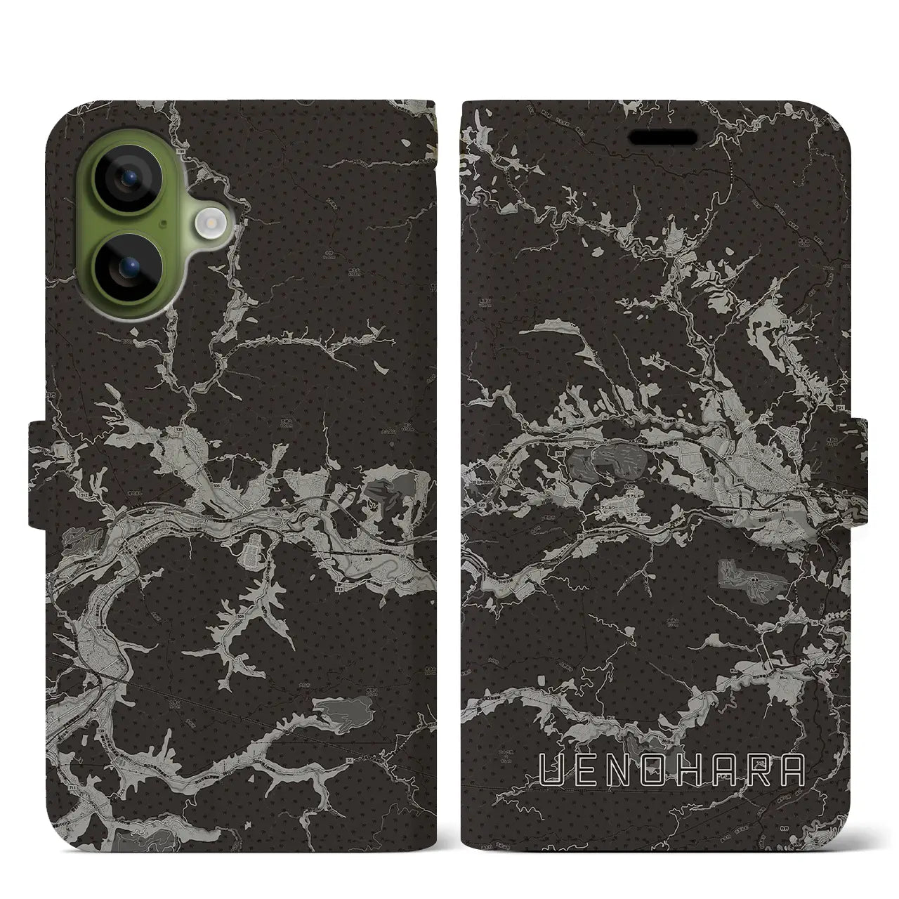 【上野原（山梨県）】地図柄iPhoneケース（手帳タイプ）