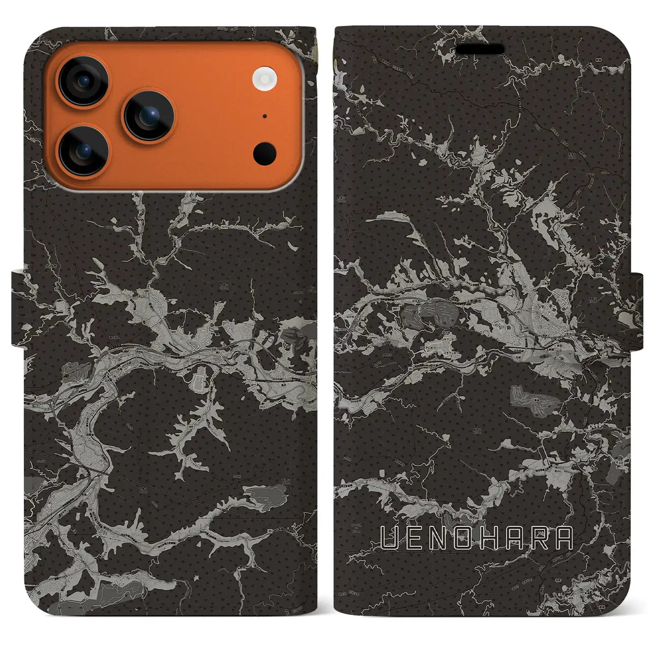 【上野原（山梨県）】地図柄iPhoneケース（手帳タイプ）