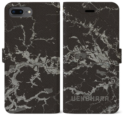 【上野原（山梨県）】地図柄iPhoneケース（手帳タイプ）モノトーン・iPhone 8Plus /7Plus / 6sPlus / 6Plus 用