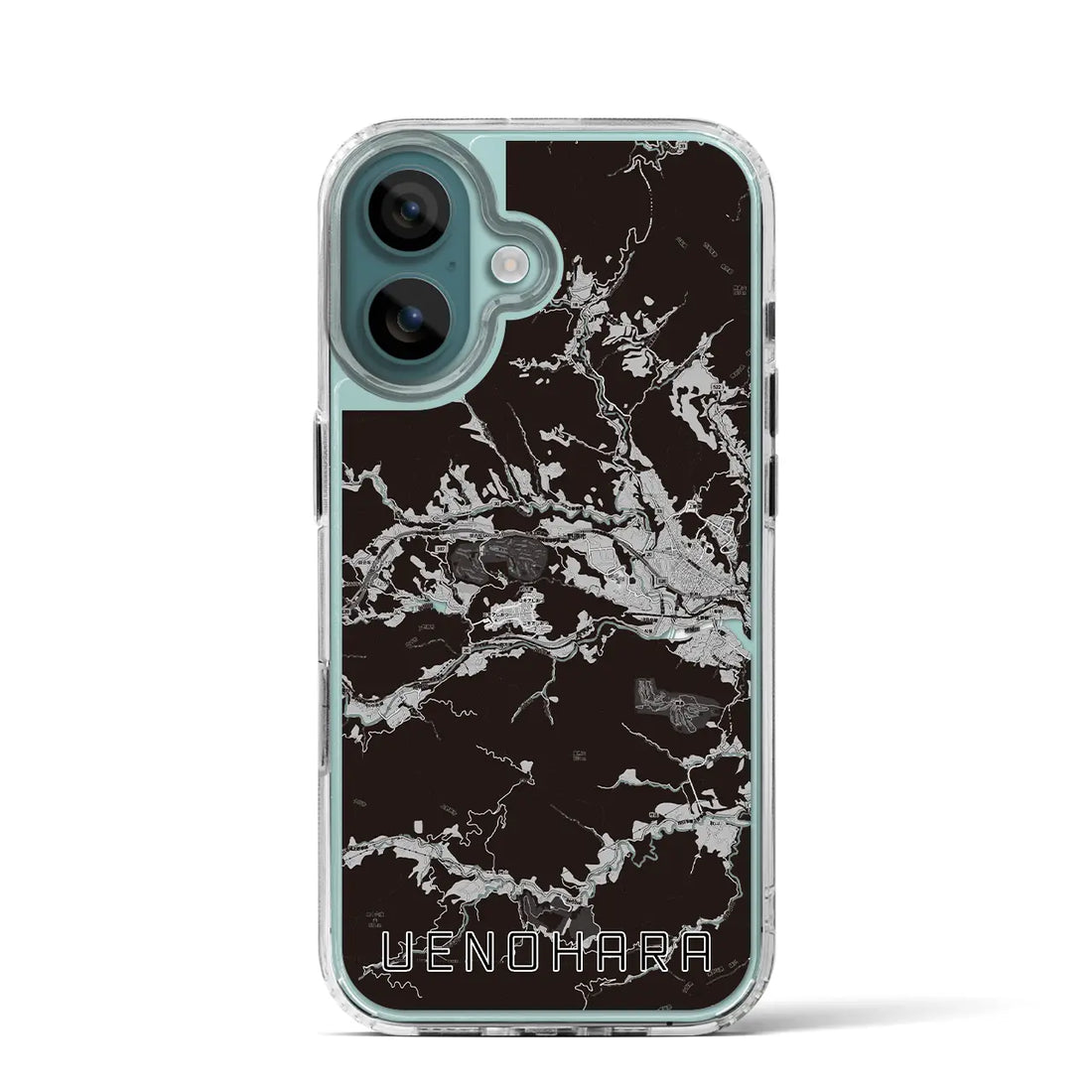 【上野原(山梨県)】地図柄iPhoneケース(MagSafeタイプ)モノトーン・iPhone 16 Pro 用