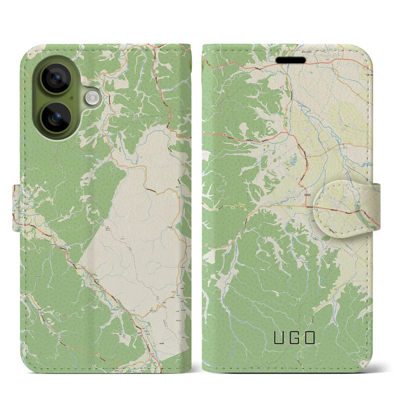 【羽後（秋田県）】地図柄iPhoneケース（手帳タイプ）