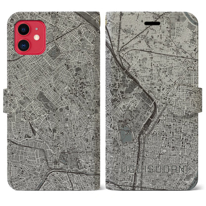 【鶯谷（東京都）】地図柄iPhoneケース（手帳タイプ）モノトーン・iPhone 11 用