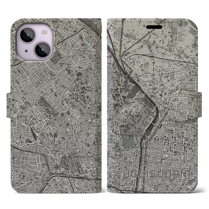 【鶯谷（東京都）】地図柄iPhoneケース（手帳タイプ）モノトーン・iPhone 14 用