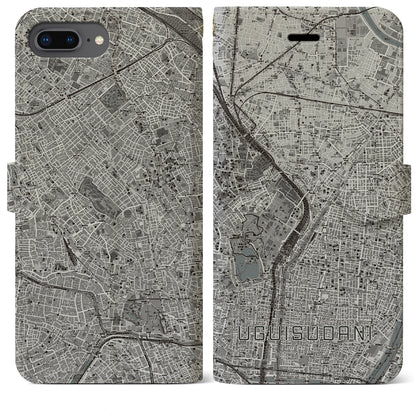 【鶯谷（東京都）】地図柄iPhoneケース（手帳タイプ）モノトーン・iPhone 8Plus /7Plus / 6sPlus / 6Plus 用