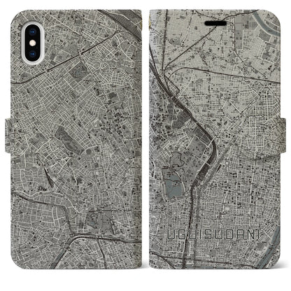 【鶯谷（東京都）】地図柄iPhoneケース（手帳タイプ）モノトーン・iPhone XS Max 用