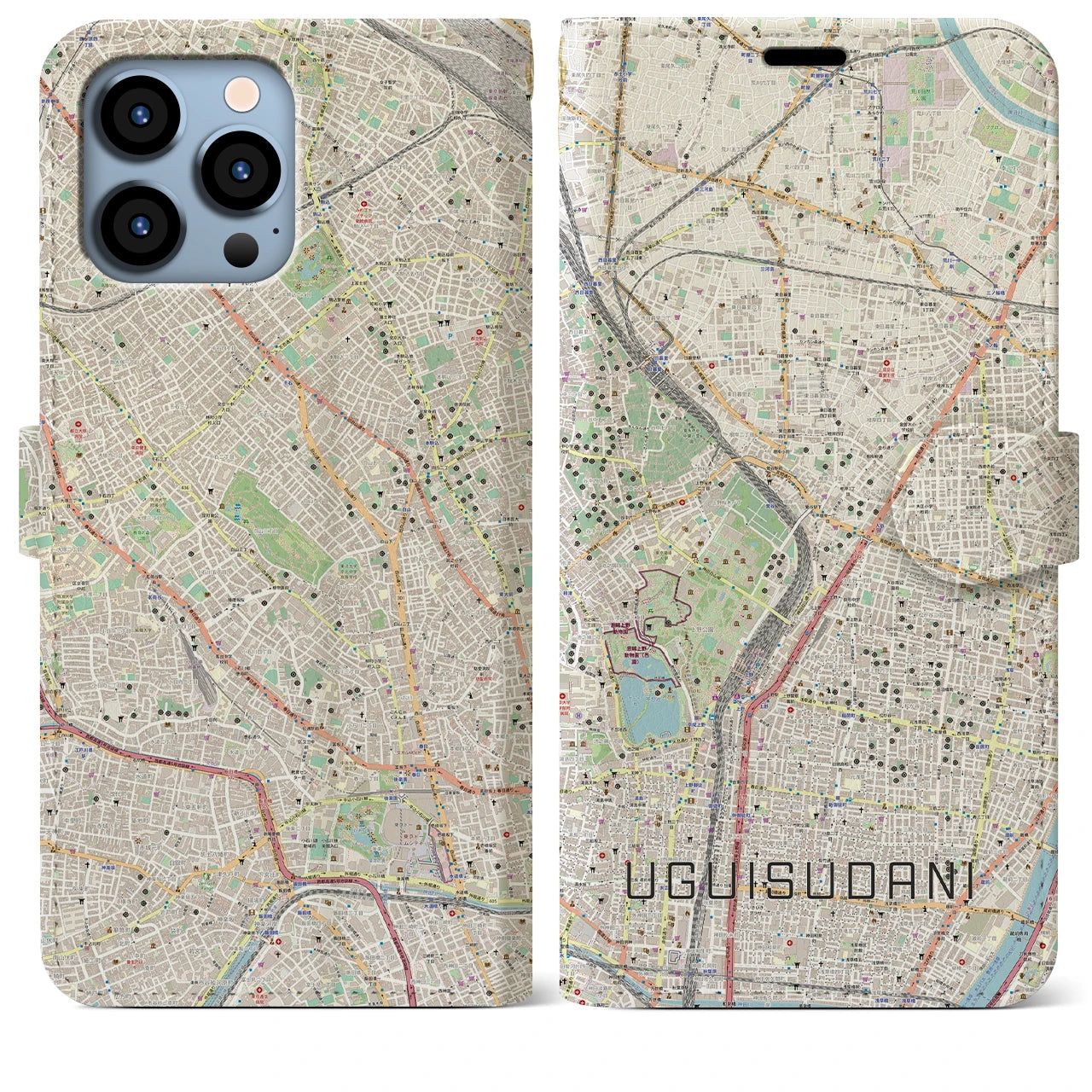 【鶯谷（東京都）】地図柄iPhoneケース（手帳タイプ）