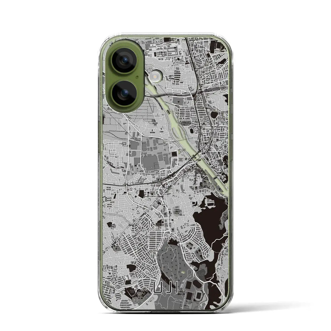 【宇治（京都府）】地図柄iPhoneケース（クリアタイプ）モノトーン・iPhone 17 Pro Max 用