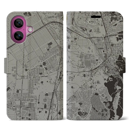 【宇治（京都府）】地図柄iPhoneケース（手帳タイプ）モノトーン・iPhone 16 Pro 用