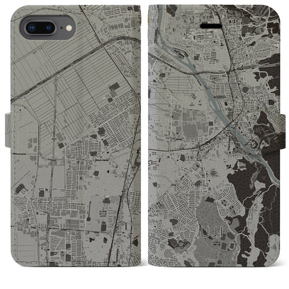 【宇治（京都府）】地図柄iPhoneケース（手帳タイプ）モノトーン・iPhone 8Plus /7Plus / 6sPlus / 6Plus 用