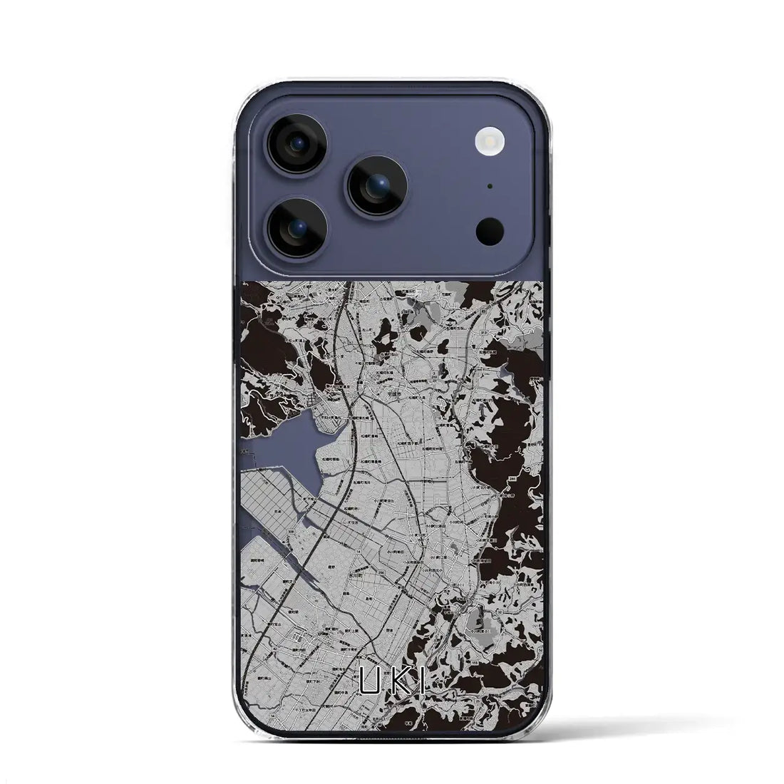 【宇城（熊本県）】地図柄iPhoneケース（クリアタイプ）モノトーン・iPhone 17 Pro Max 用