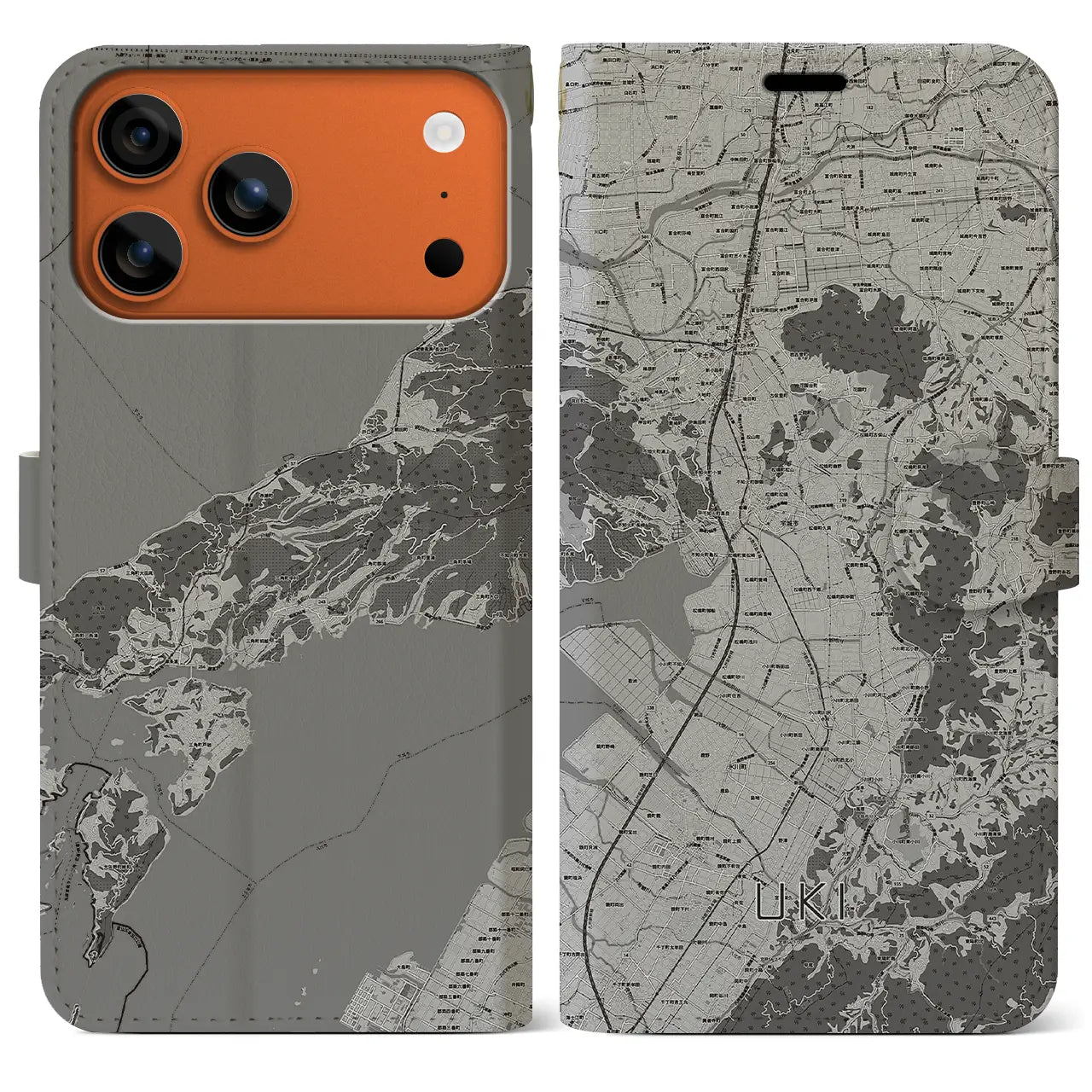 【宇城（熊本県）】地図柄iPhoneケース（手帳タイプ）