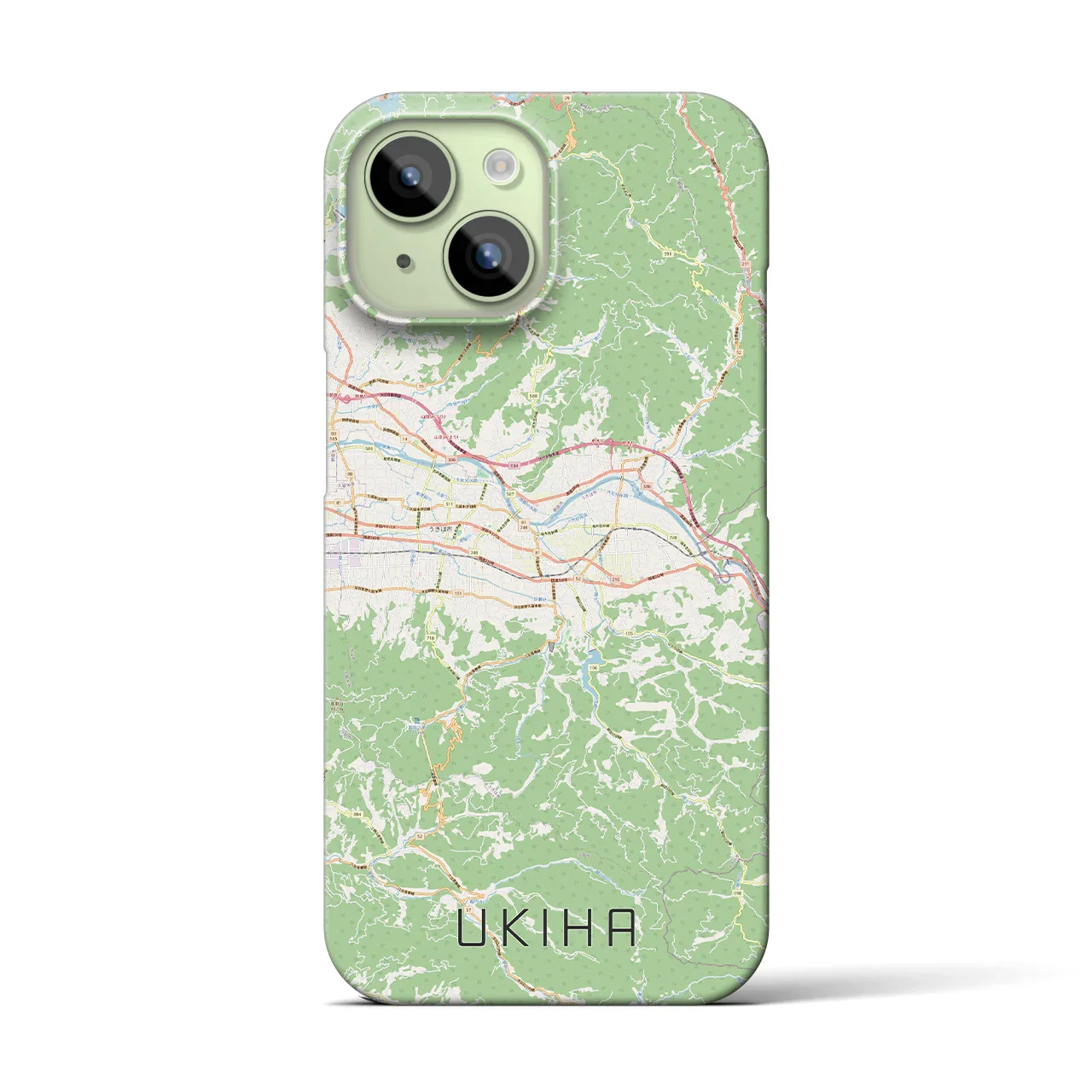 【うきは（福岡県）】地図柄iPhoneケース（バックカバータイプ）