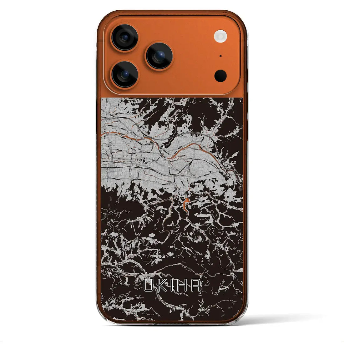 【うきは（福岡県）】地図柄iPhoneケース（クリアタイプ）モノトーン・iPhone 17 Pro Max 用