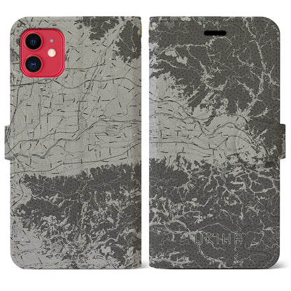 【うきは（福岡県）】地図柄iPhoneケース（手帳タイプ）モノトーン・iPhone 11 用