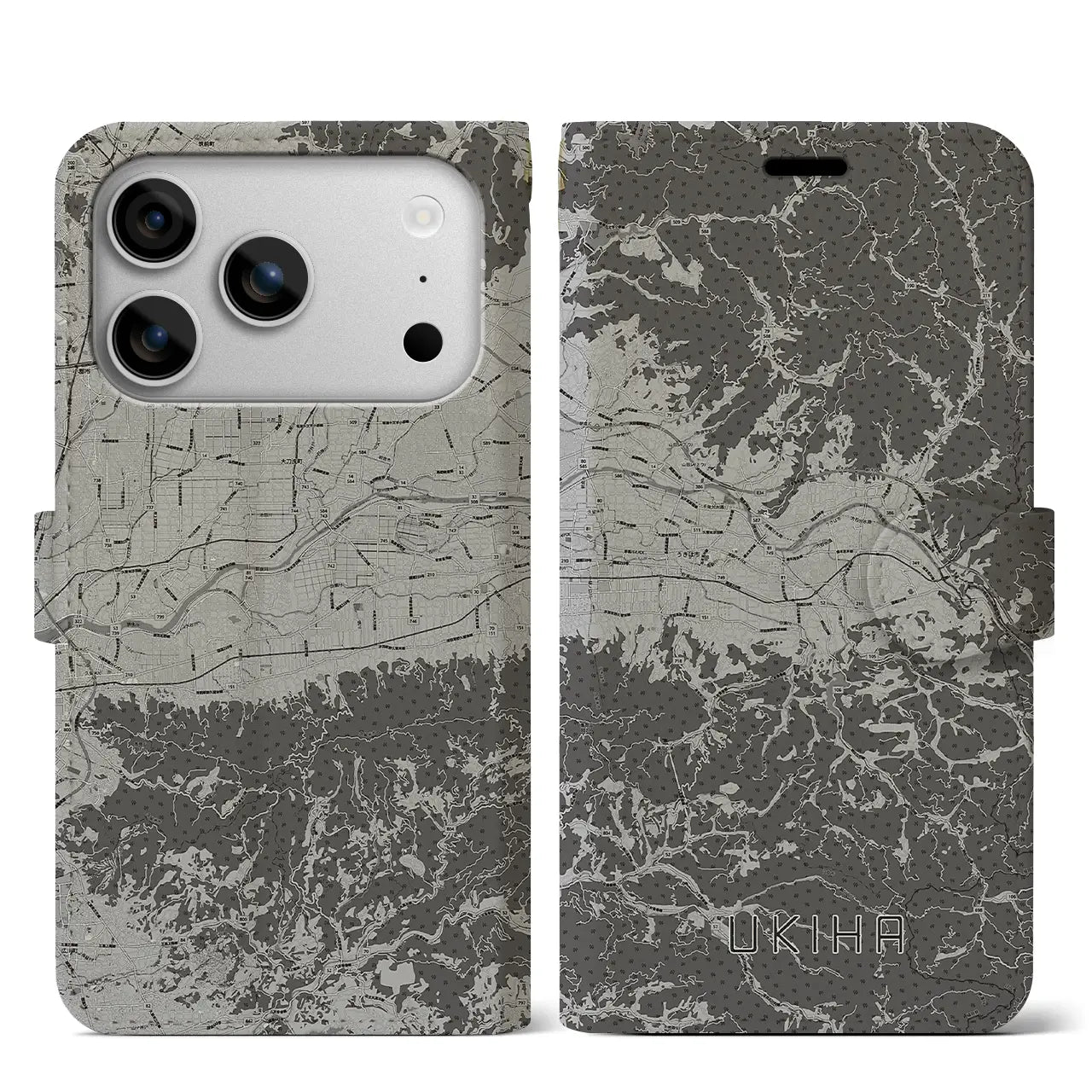 【うきは（福岡県）】地図柄iPhoneケース（手帳タイプ）