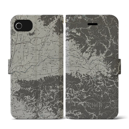 【うきは（福岡県）】地図柄iPhoneケース（手帳タイプ）モノトーン・iPhone SE（第3 / 第2世代） / 8 / 7 / 6s / 6 用