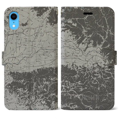 【うきは（福岡県）】地図柄iPhoneケース（手帳タイプ）モノトーン・iPhone XR 用