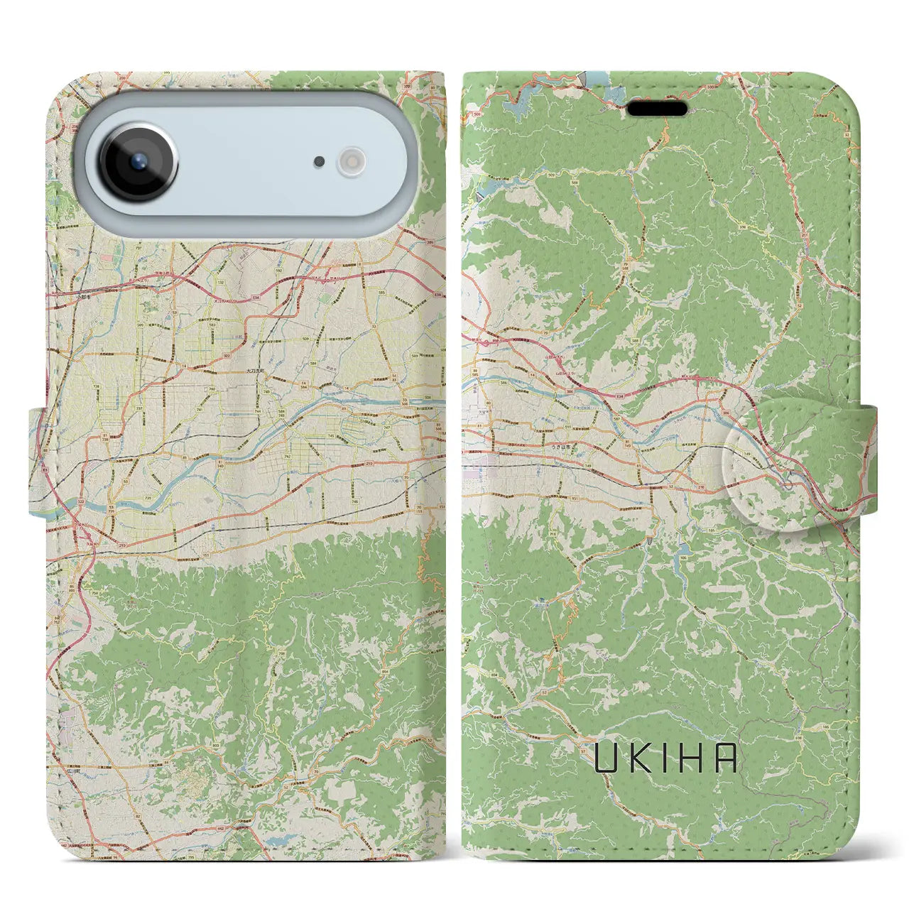 【うきは（福岡県）】地図柄iPhoneケース（手帳タイプ）