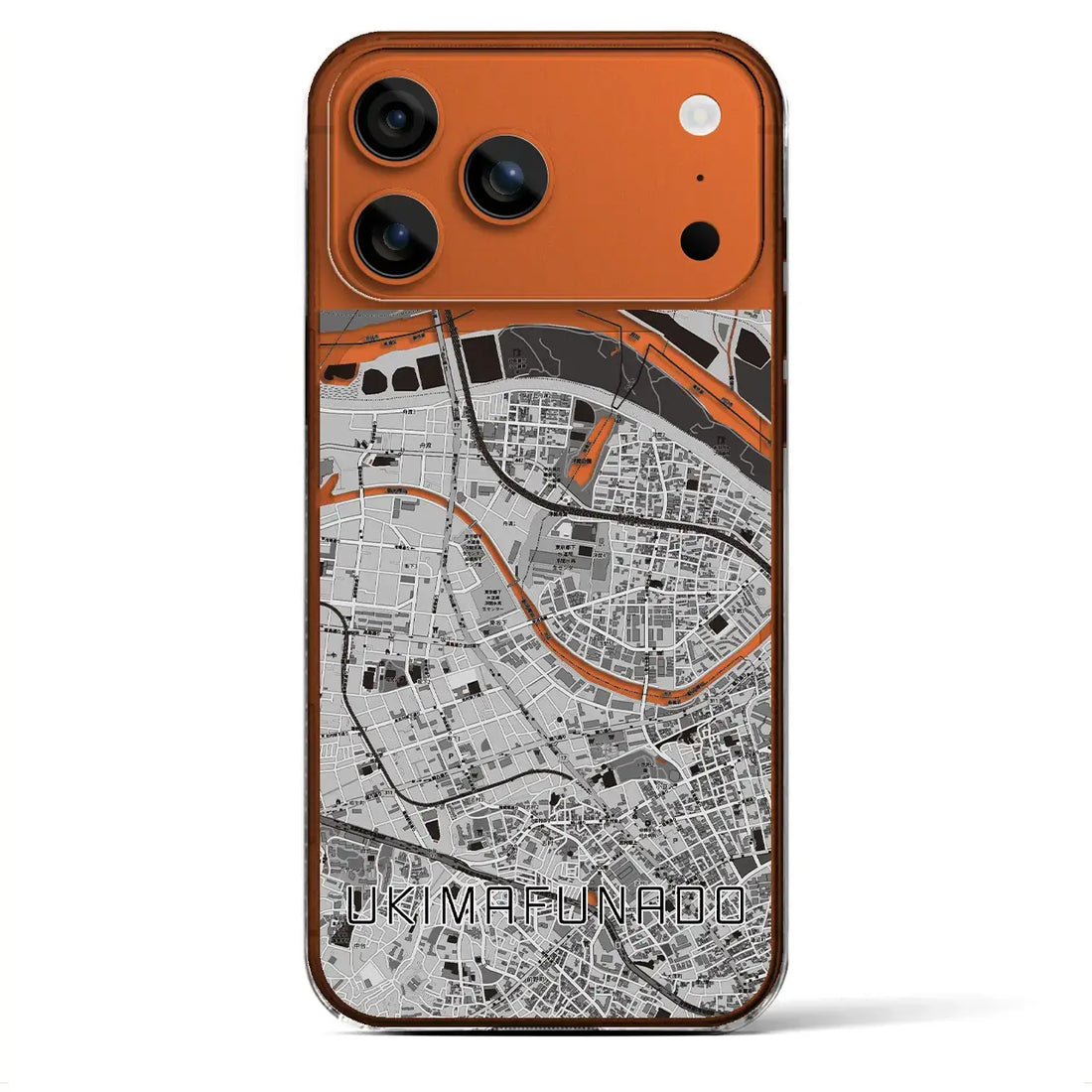 【浮間舟渡（東京都）】地図柄iPhoneケース（クリアタイプ）モノトーン・iPhone 17 Pro Max 用