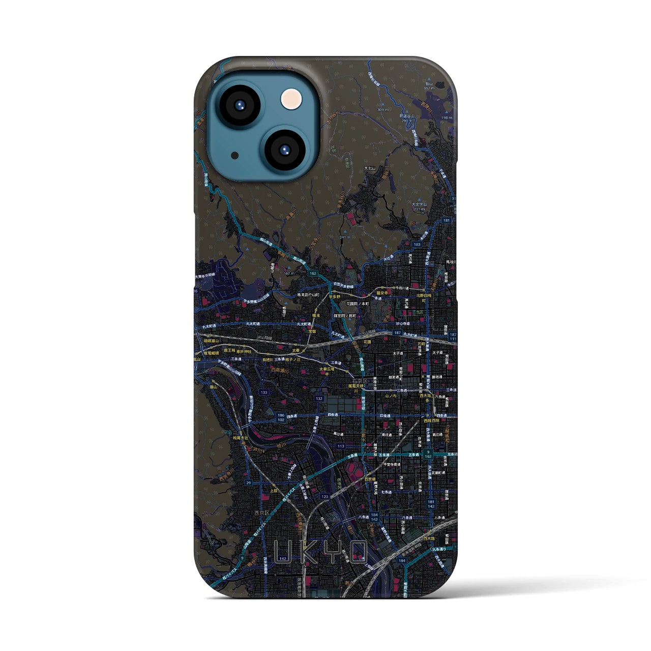 【右京2（京都府）】地図柄iPhoneケース（バックカバータイプ）