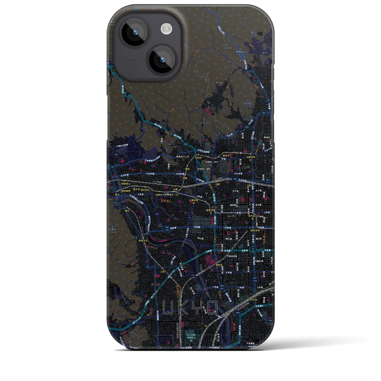 【右京2（京都府）】地図柄iPhoneケース（バックカバータイプ）