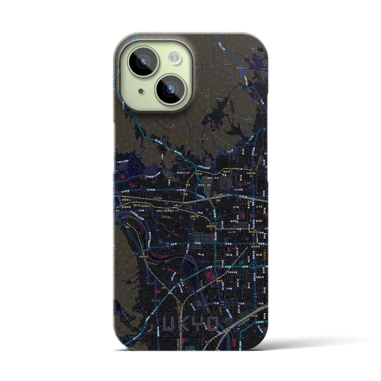 【右京2（京都府）】地図柄iPhoneケース（バックカバータイプ）