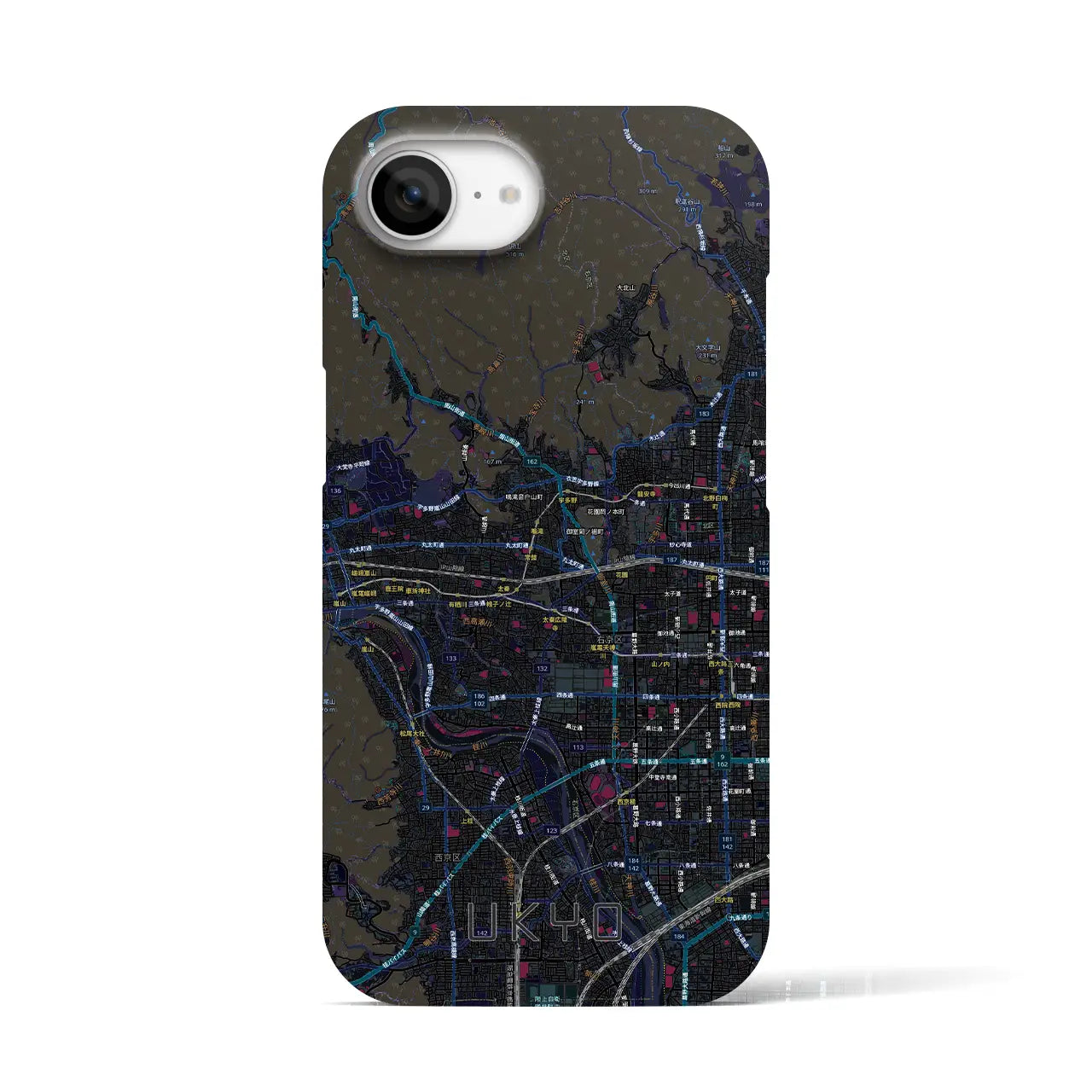 【右京2（京都府）】地図柄iPhoneケース（バックカバータイプ）