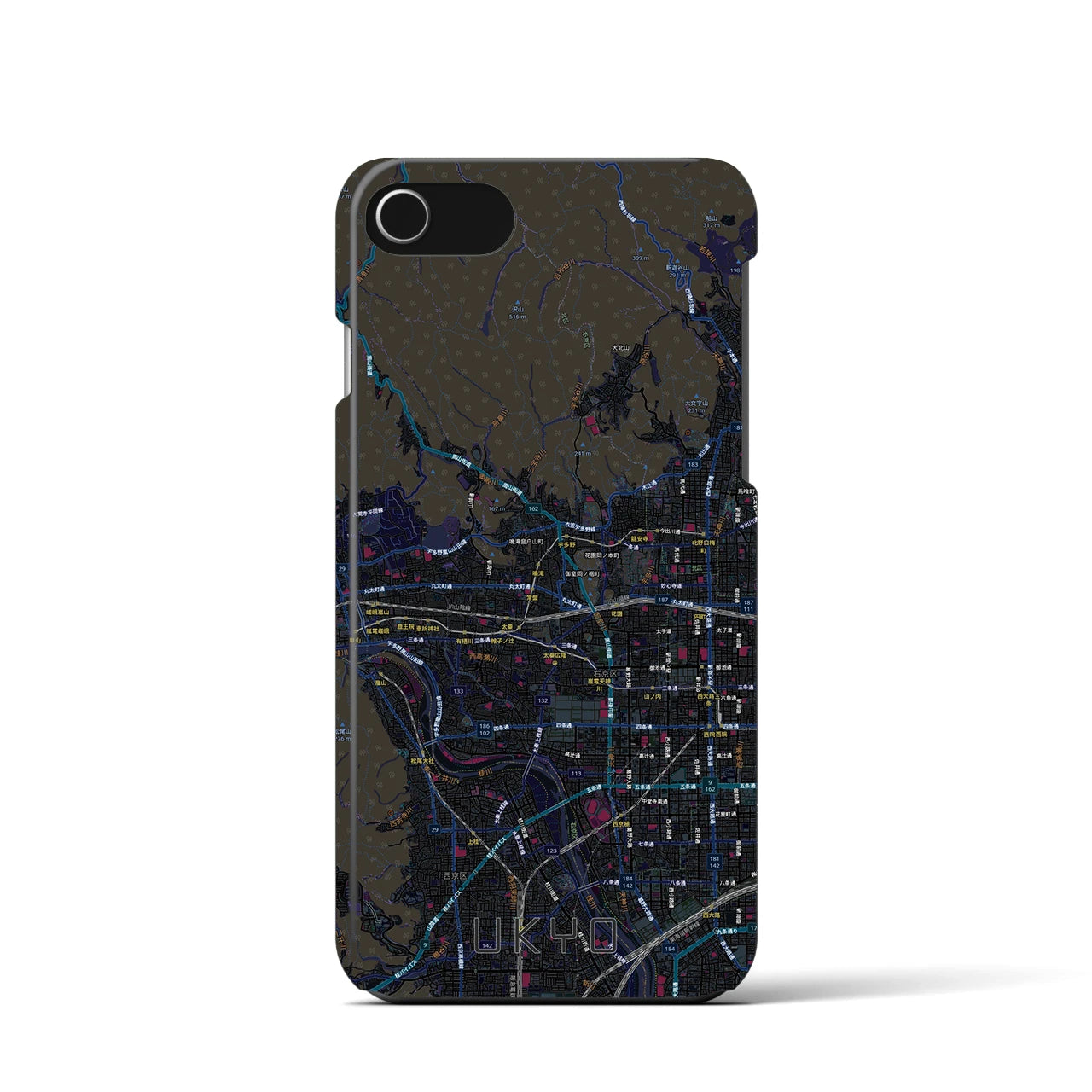 【右京2（京都府）】地図柄iPhoneケース（バックカバータイプ）