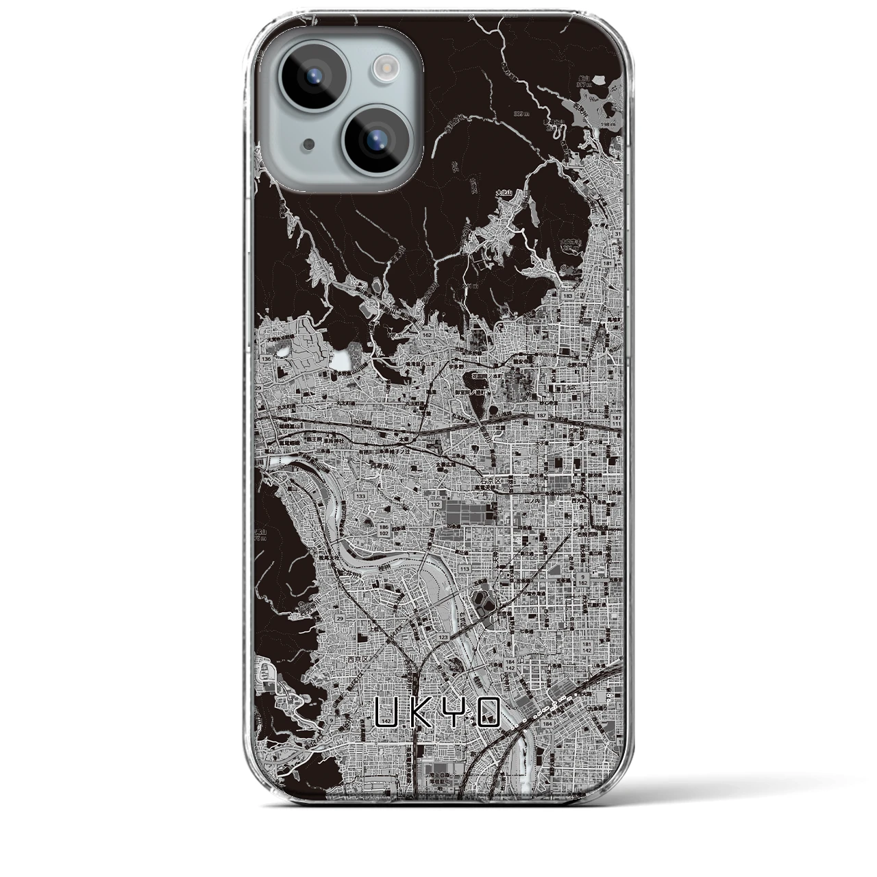 【右京2（京都府）】地図柄iPhoneケース（クリアタイプ）