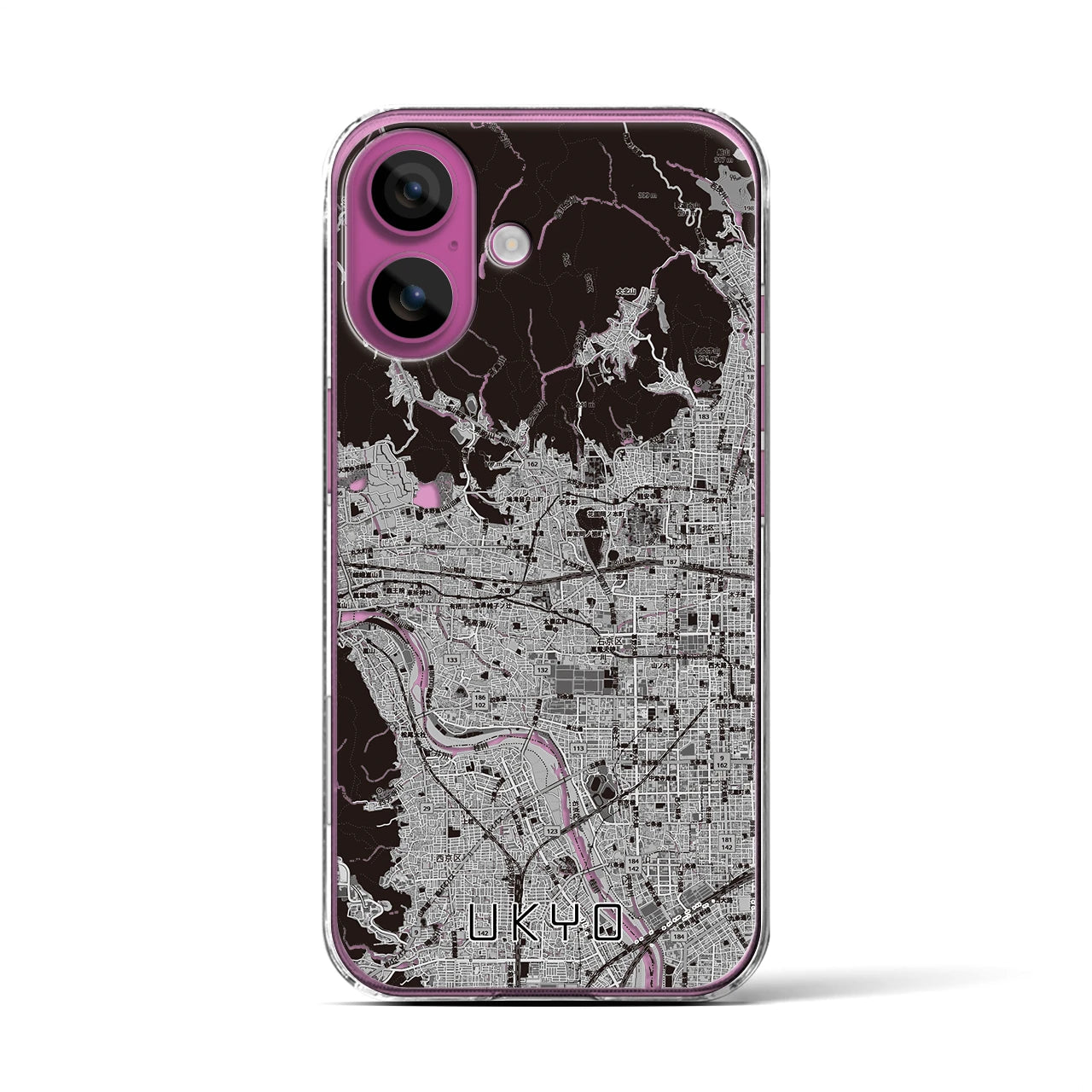 【右京2（京都府）】地図柄iPhoneケース（クリアタイプ）