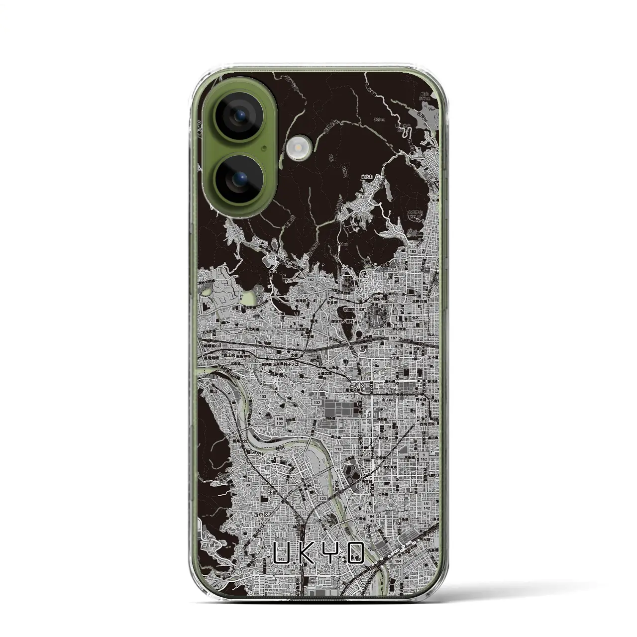 【右京2（京都府）】地図柄iPhoneケース（クリアタイプ）
