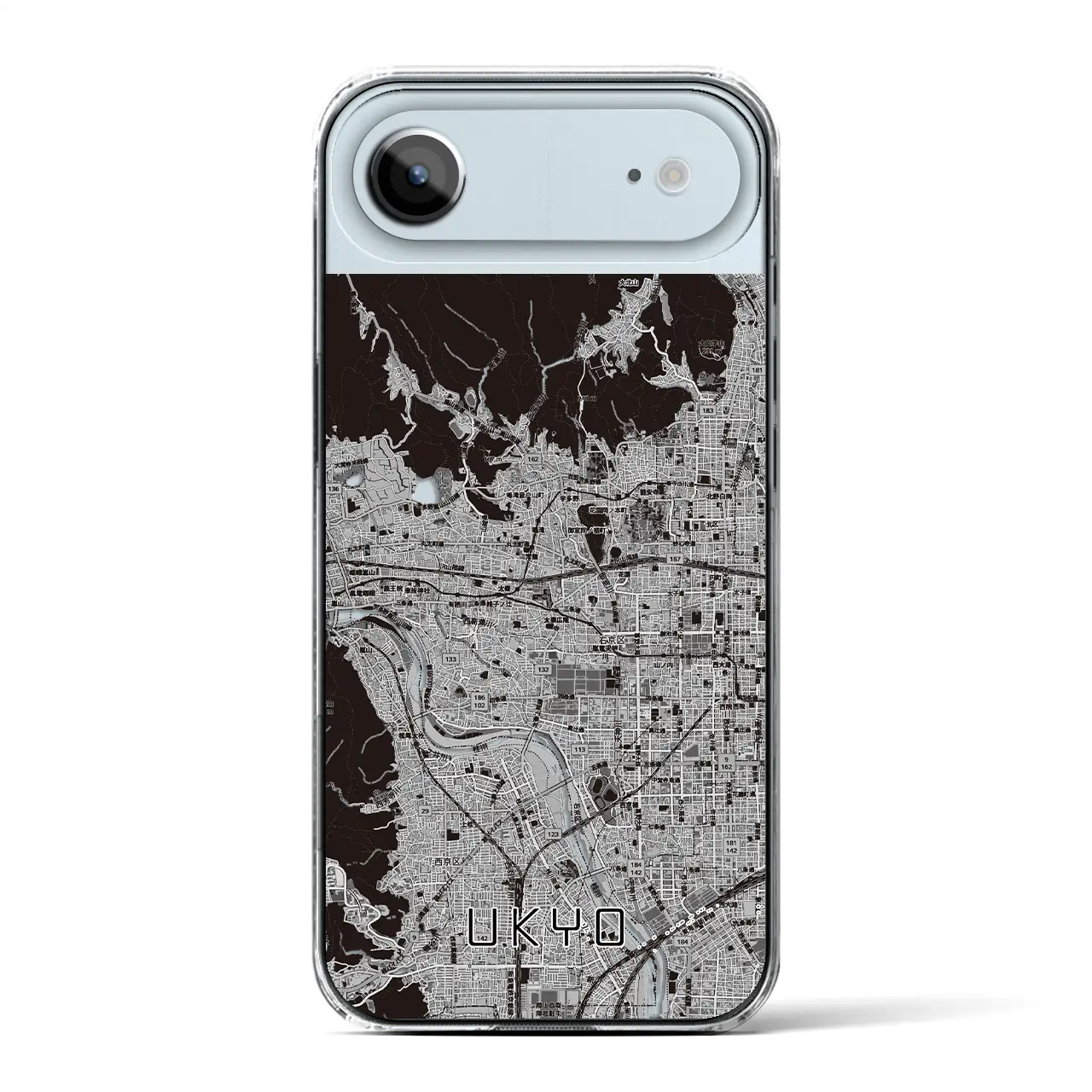 【右京2（京都府）】地図柄iPhoneケース（クリアタイプ）モノトーン・iPhone 17 Pro Max 用