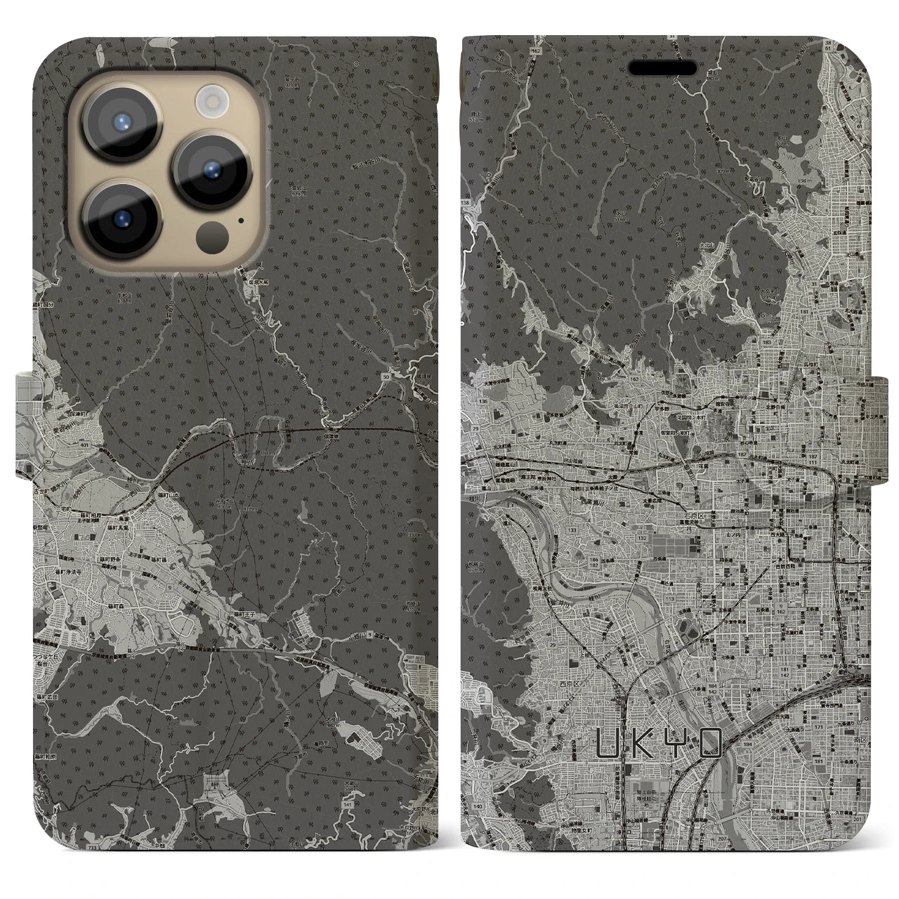 【右京2（京都府）】地図柄iPhoneケース（手帳タイプ）
