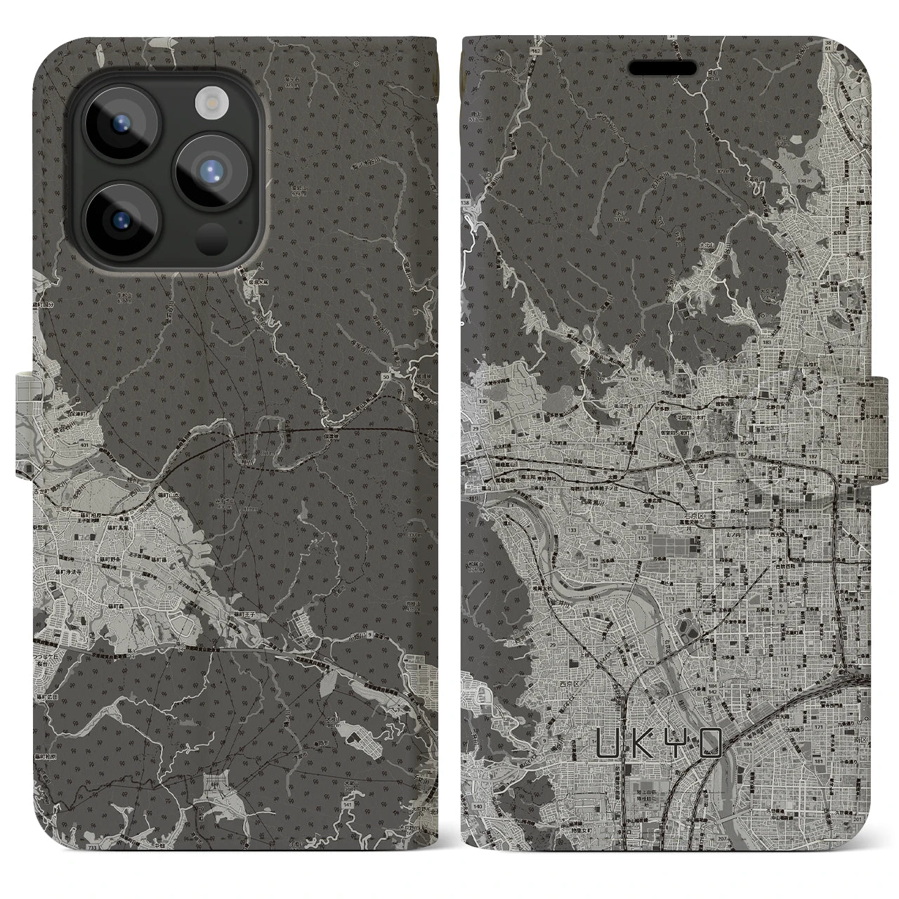【右京2（京都府）】地図柄iPhoneケース（手帳タイプ）