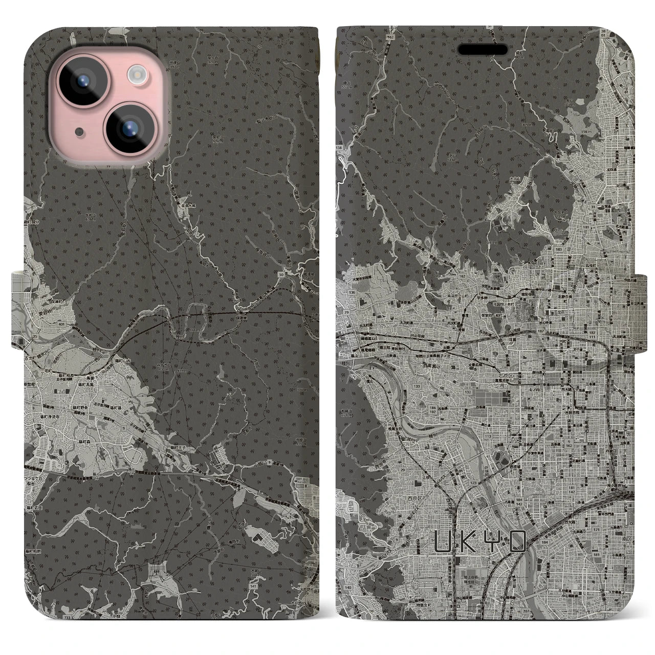 【右京2（京都府）】地図柄iPhoneケース（手帳タイプ）