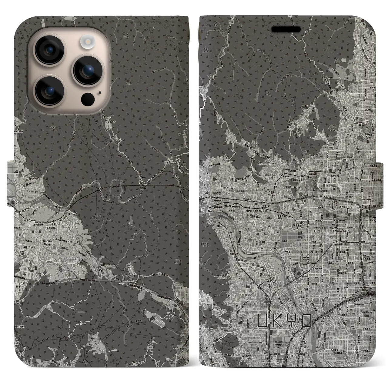 【右京2（京都府）】地図柄iPhoneケース（手帳タイプ）