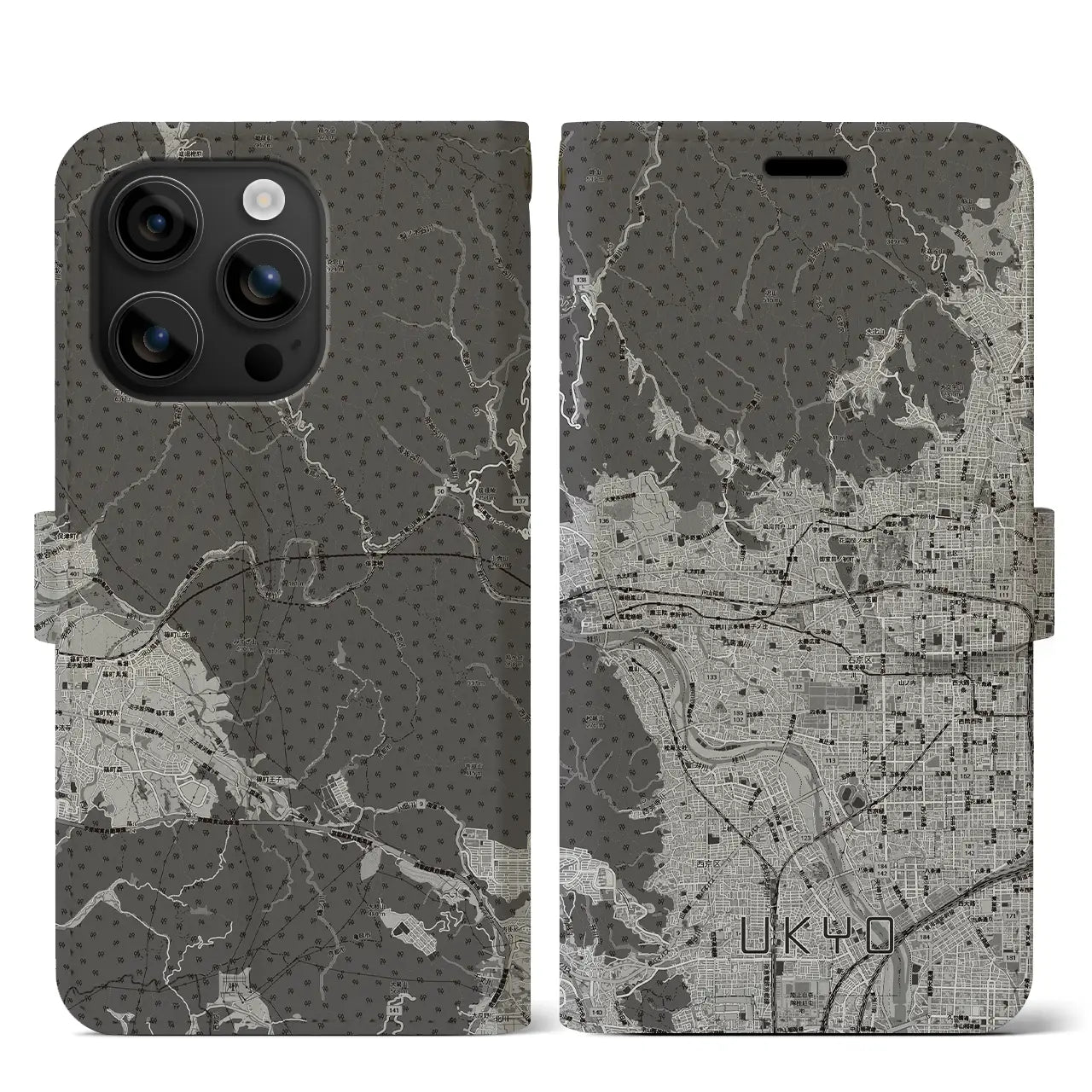 【右京2（京都府）】地図柄iPhoneケース（手帳タイプ）
