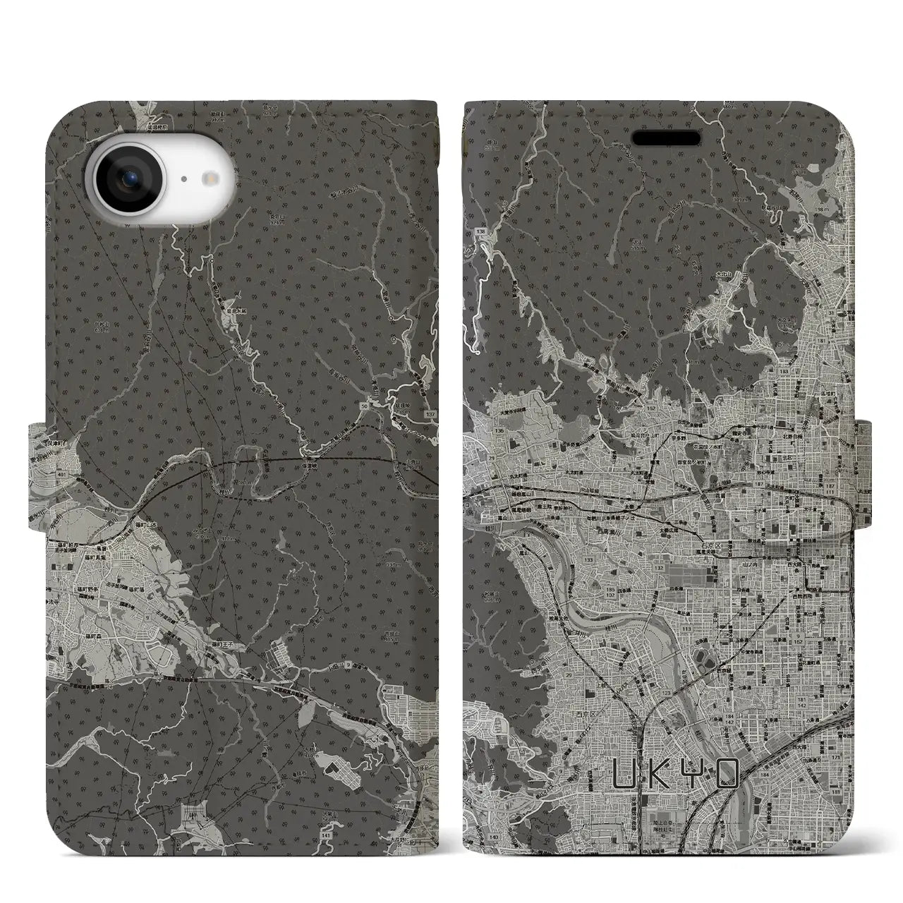 【右京2（京都府）】地図柄iPhoneケース（手帳タイプ）
