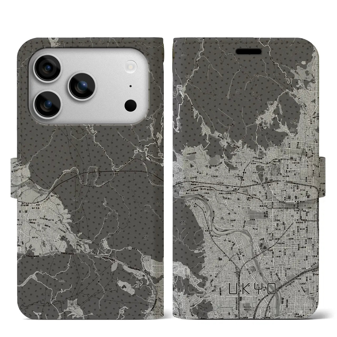 【右京2（京都府）】地図柄iPhoneケース（手帳タイプ）