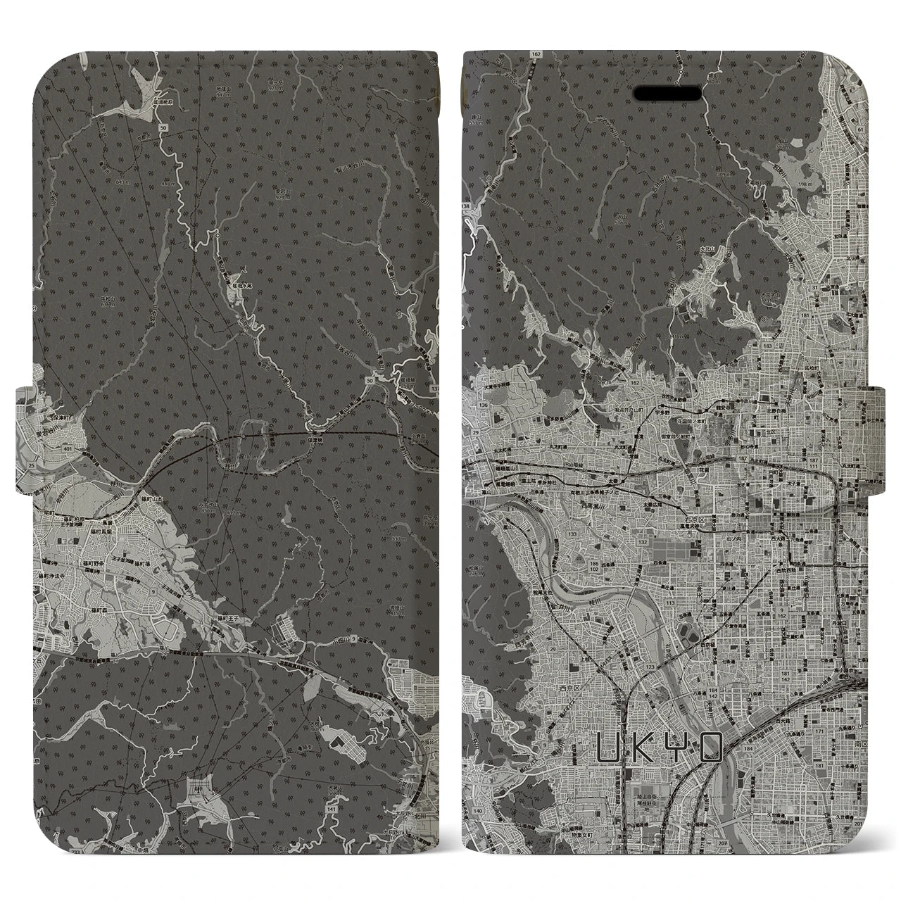 【右京2（京都府）】地図柄iPhoneケース（手帳タイプ）