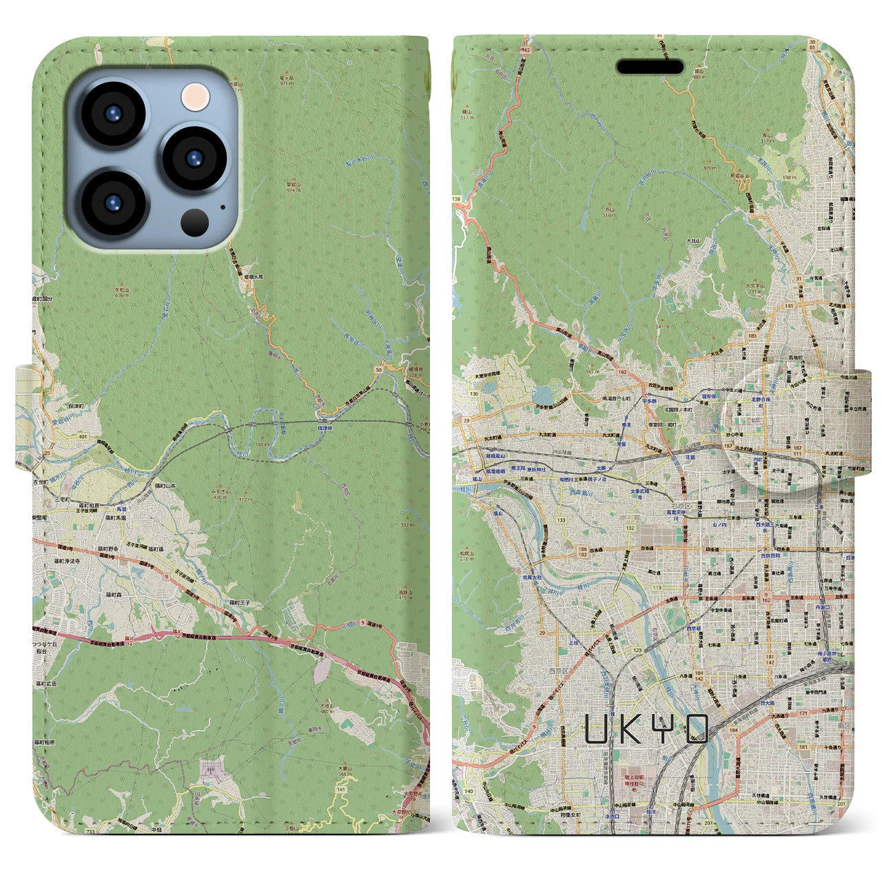 【右京2（京都府）】地図柄iPhoneケース（手帳タイプ）
