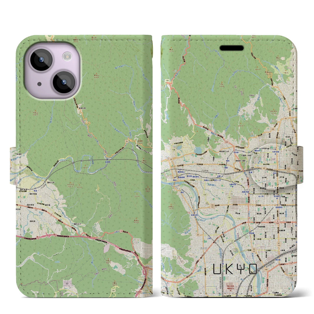 【右京2（京都府）】地図柄iPhoneケース（手帳タイプ）