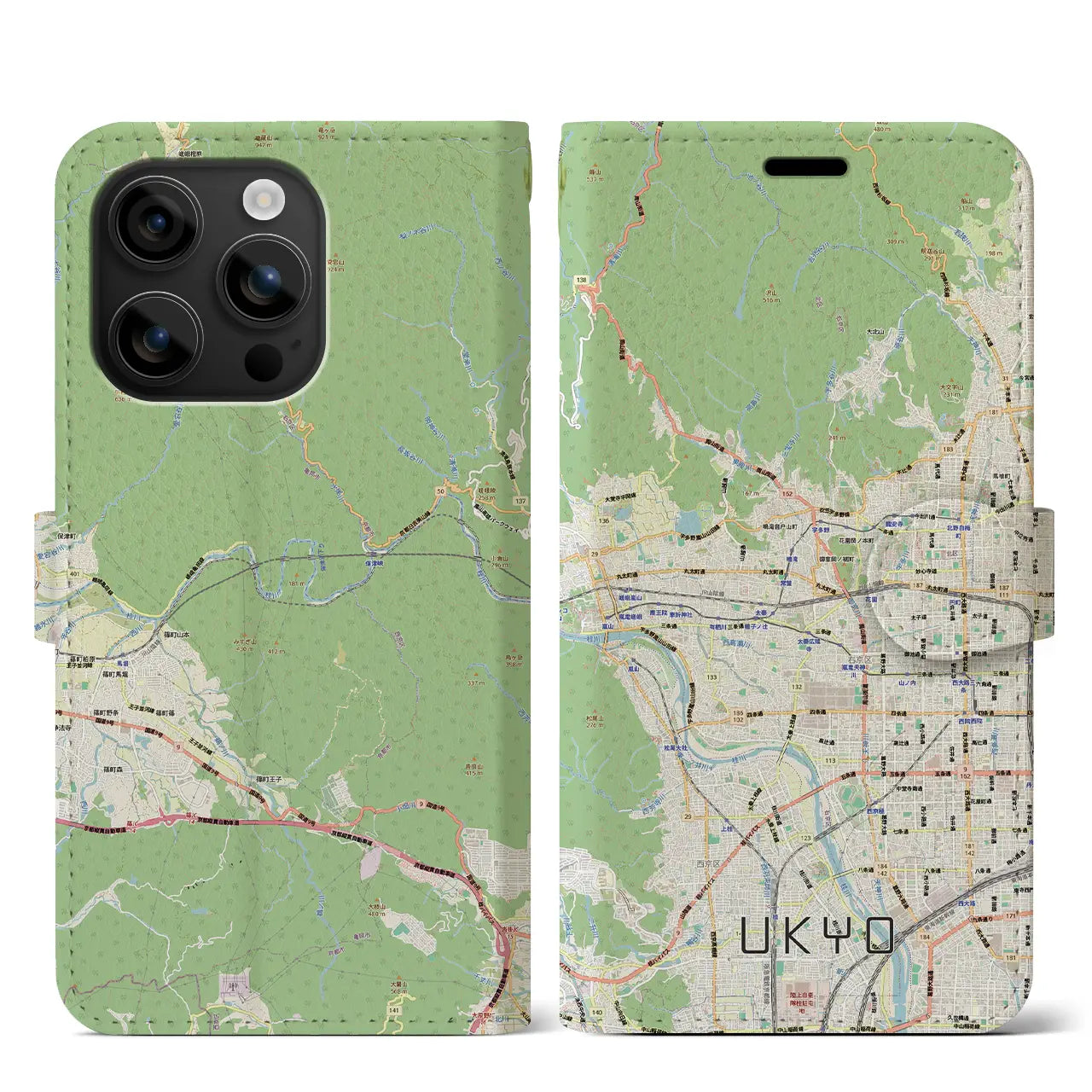 【右京2（京都府）】地図柄iPhoneケース（手帳タイプ）