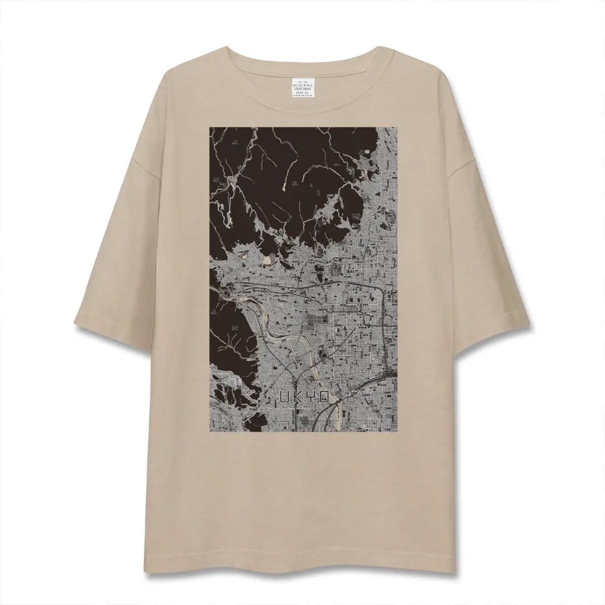 【右京2（京都府）】地図柄ビッグシルエットTシャツ