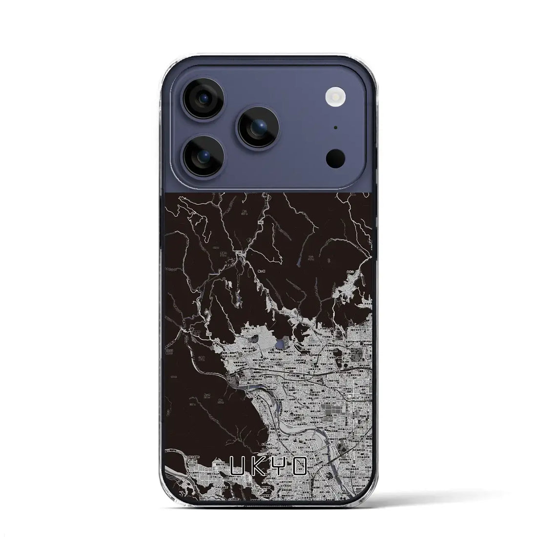 【右京（京都府）】地図柄iPhoneケース（クリアタイプ）モノトーン・iPhone 17 Pro Max 用