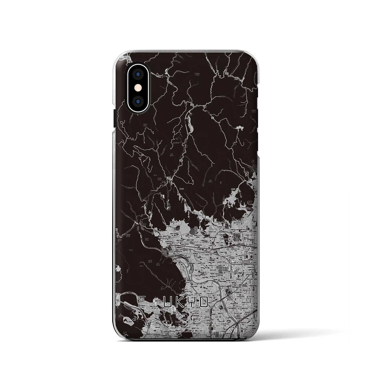 【右京（京都府）】地図柄iPhoneケース（クリアタイプ）モノトーン・iPhone XS / X 用