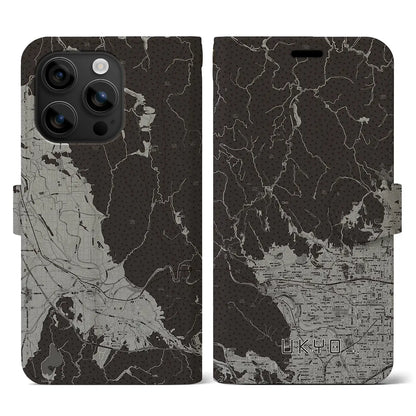 【右京（京都府）】地図柄iPhoneケース（手帳タイプ）モノトーン・iPhone 16 用