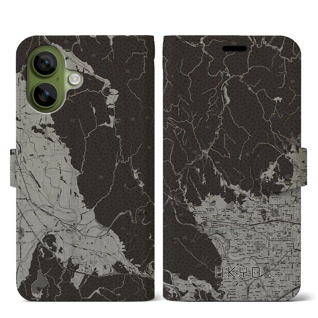 【右京（京都府）】地図柄iPhoneケース（手帳タイプ）