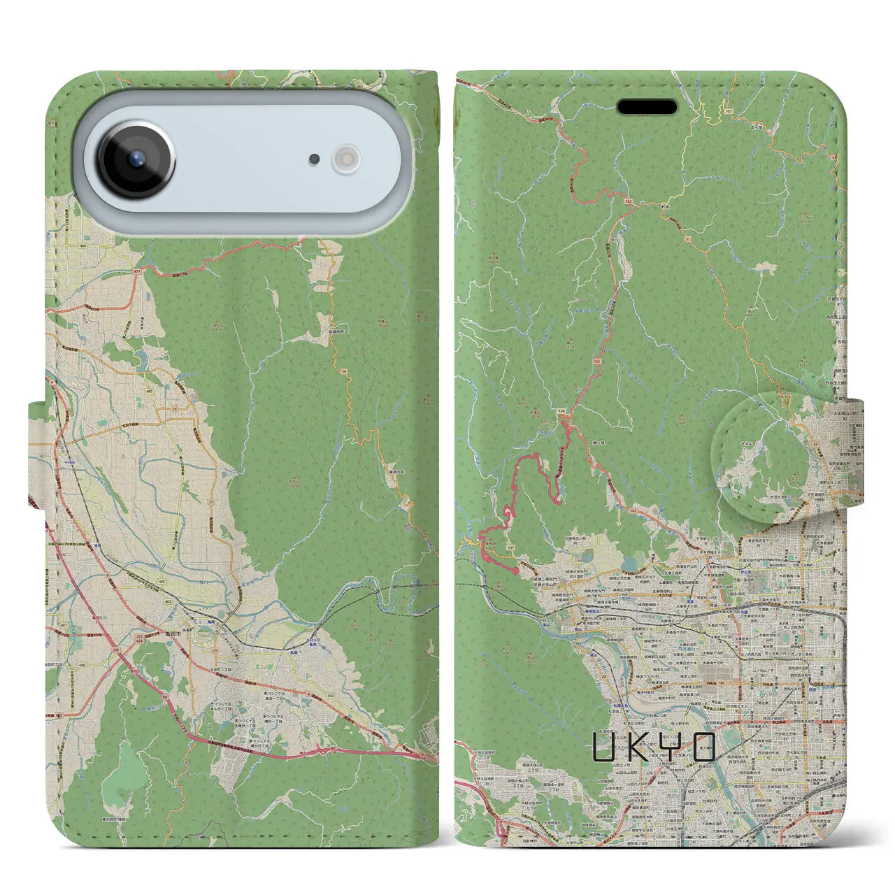 【右京（京都府）】地図柄iPhoneケース（手帳タイプ）